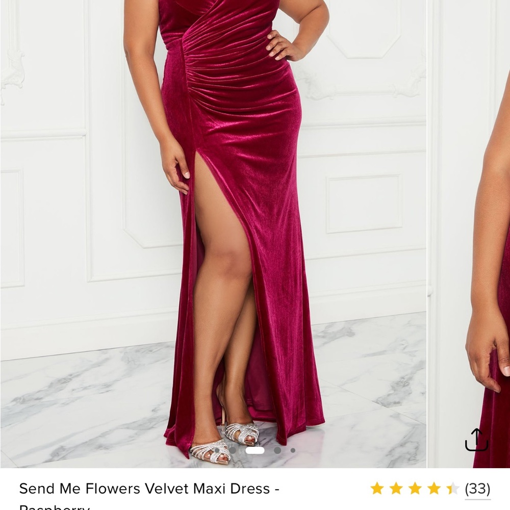 Fashion Nova Raspberry Velvet Maxi Dress